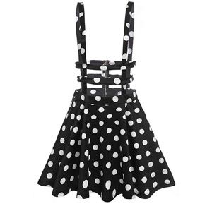 Polka Dot Flared Cage Suspender Skater Skirt XL 14